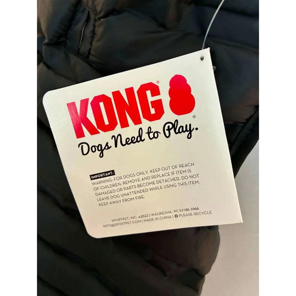 KONG Parachute Puffer‎ Jacket Dog Small Black New Insulated Water Resistant Vest